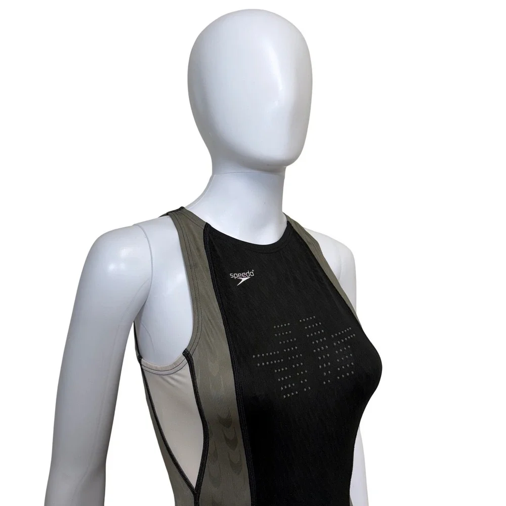 VTG 2008 Speedo LZR Racer Kneeskin Tech Suit Women's‎ Full Body Black Gray